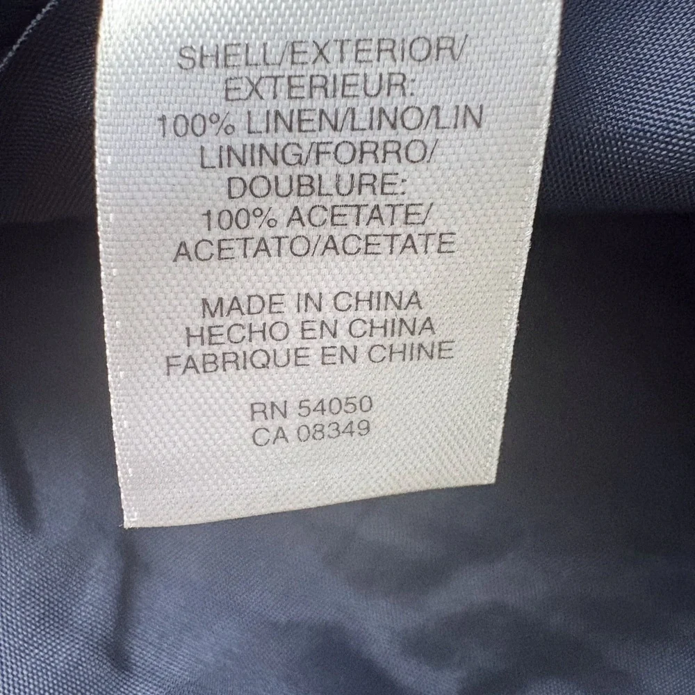 Anne Klein Navy Blue Linen Size 14W Jacket Collared Front Button Office Career - Picture 6 of 9